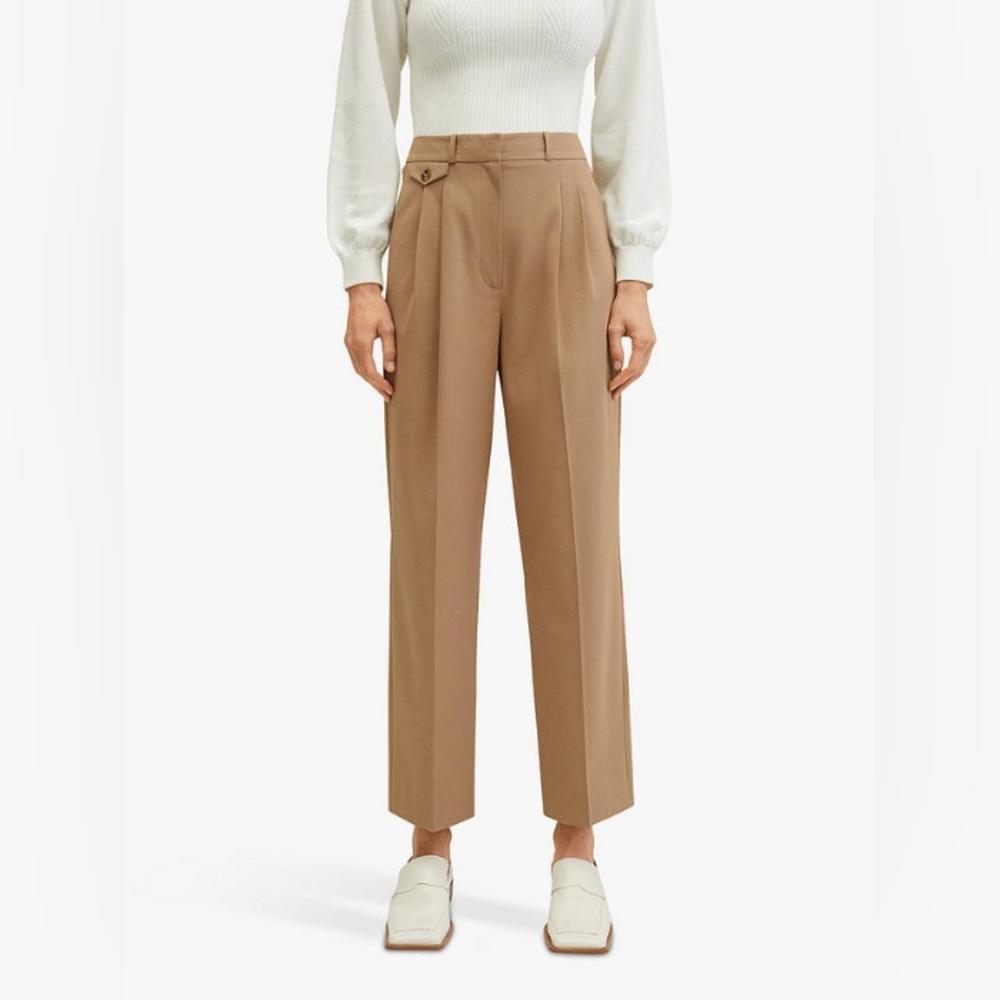 Mango Pleat Front Straight Leg Trousers